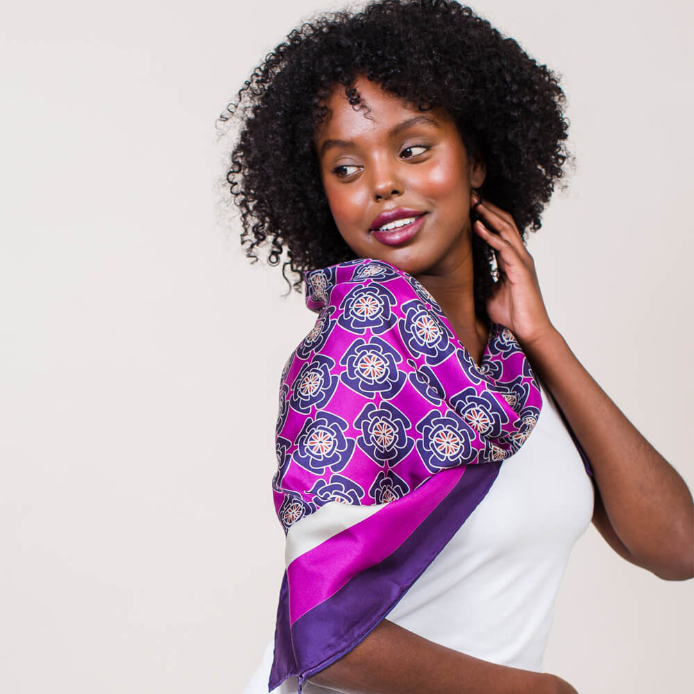 Square Silk Scarf - Lady Fortune In Pink