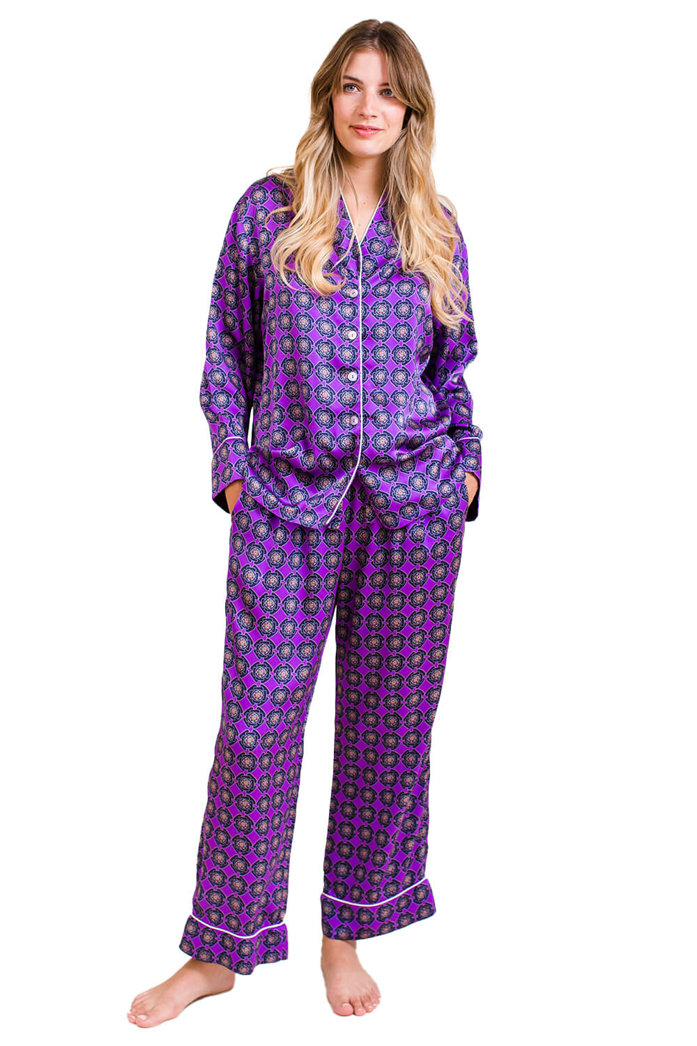 Silk Pyjama Set - Purple Harmony