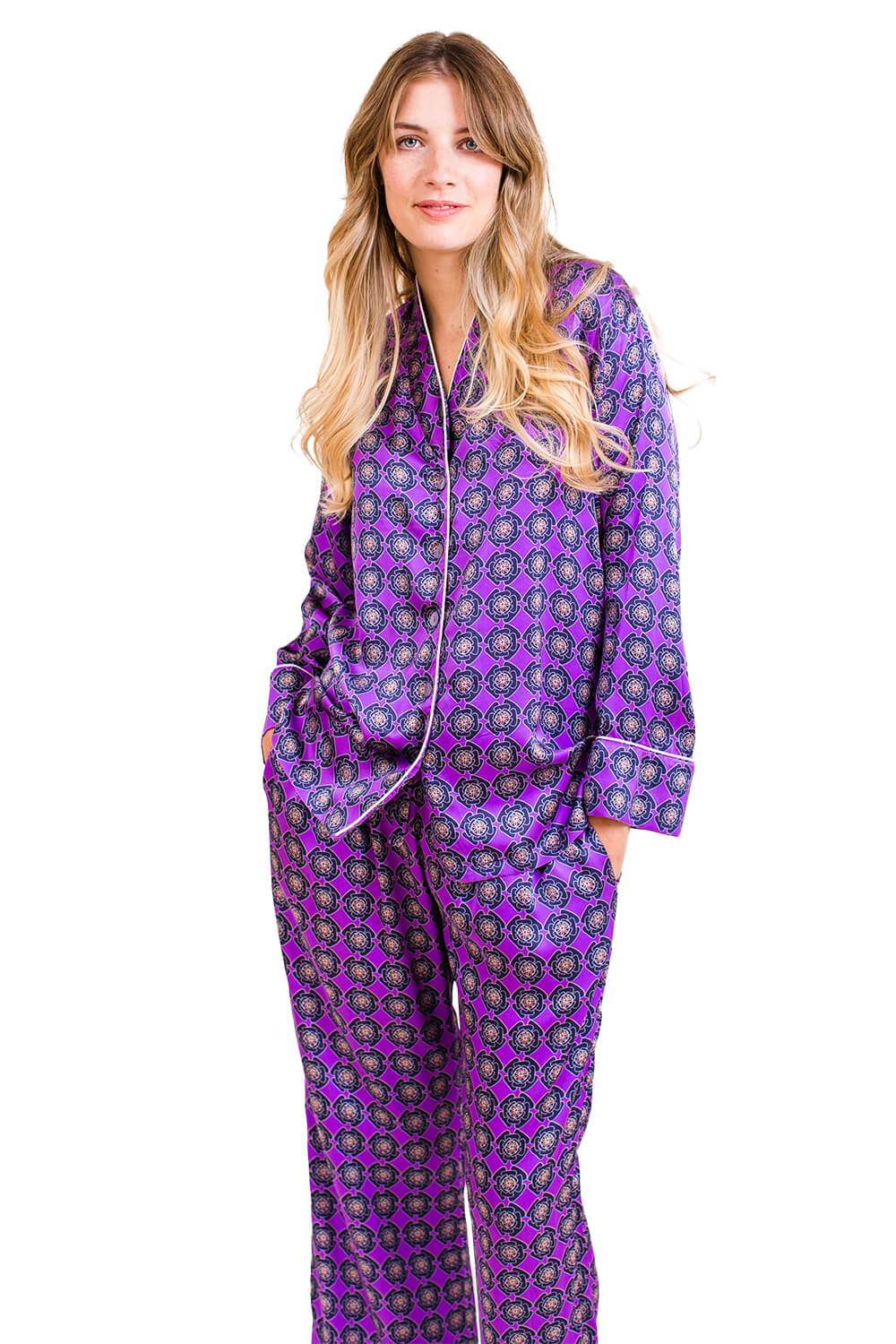 Silk Pyjama Set - Purple Harmony