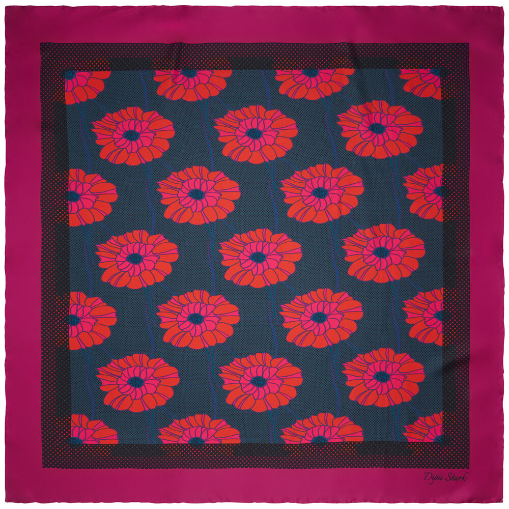 Square Silk Scarf - Dahlia In Sun