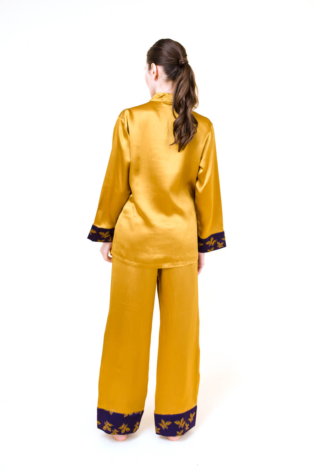 Silk Pyjama Set - Gold Lily