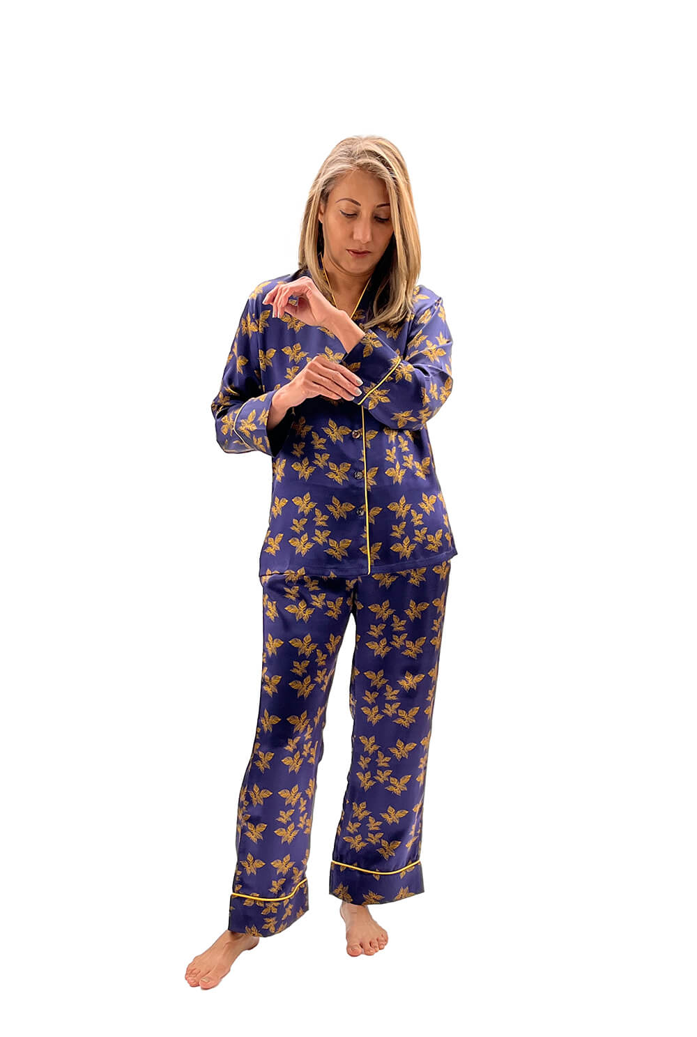 Silk Pyjama Set - Midnight Blue