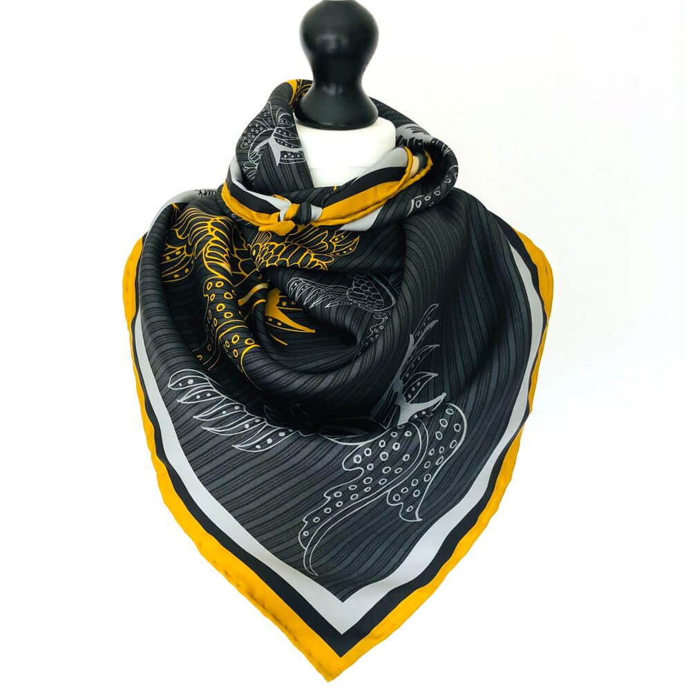 Square Silk Scarf - Golden Phoenix