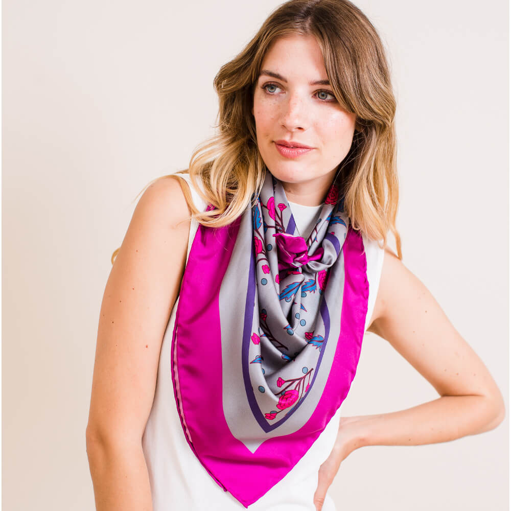 Square Silk Scarf - English Rose