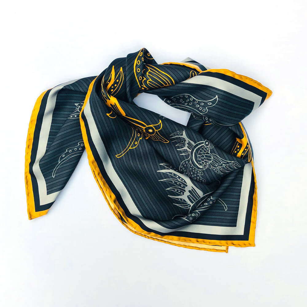 Square Silk Scarf - Golden Phoenix
