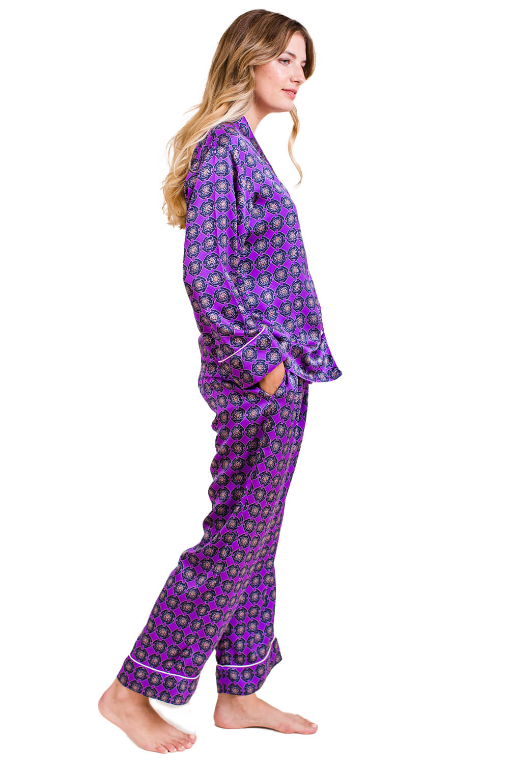Silk Pyjama Set - Purple Harmony
