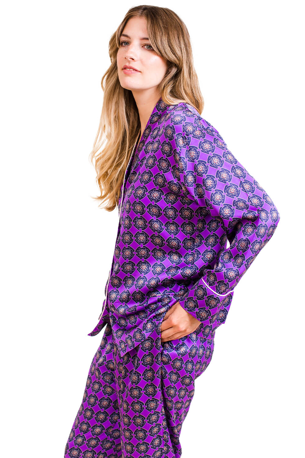 Silk Pyjama Set - Purple Harmony