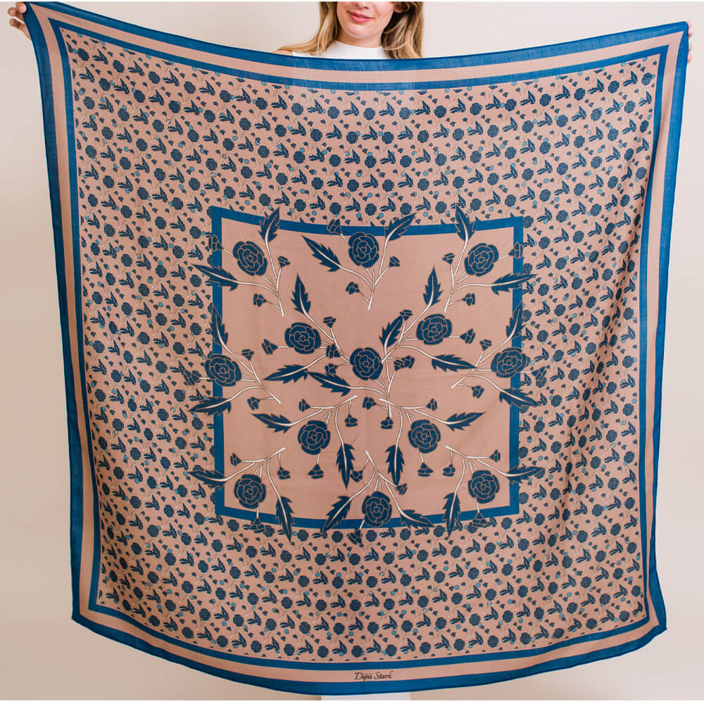 Wrap Wool & Cashmere Blend - Blue Rose
