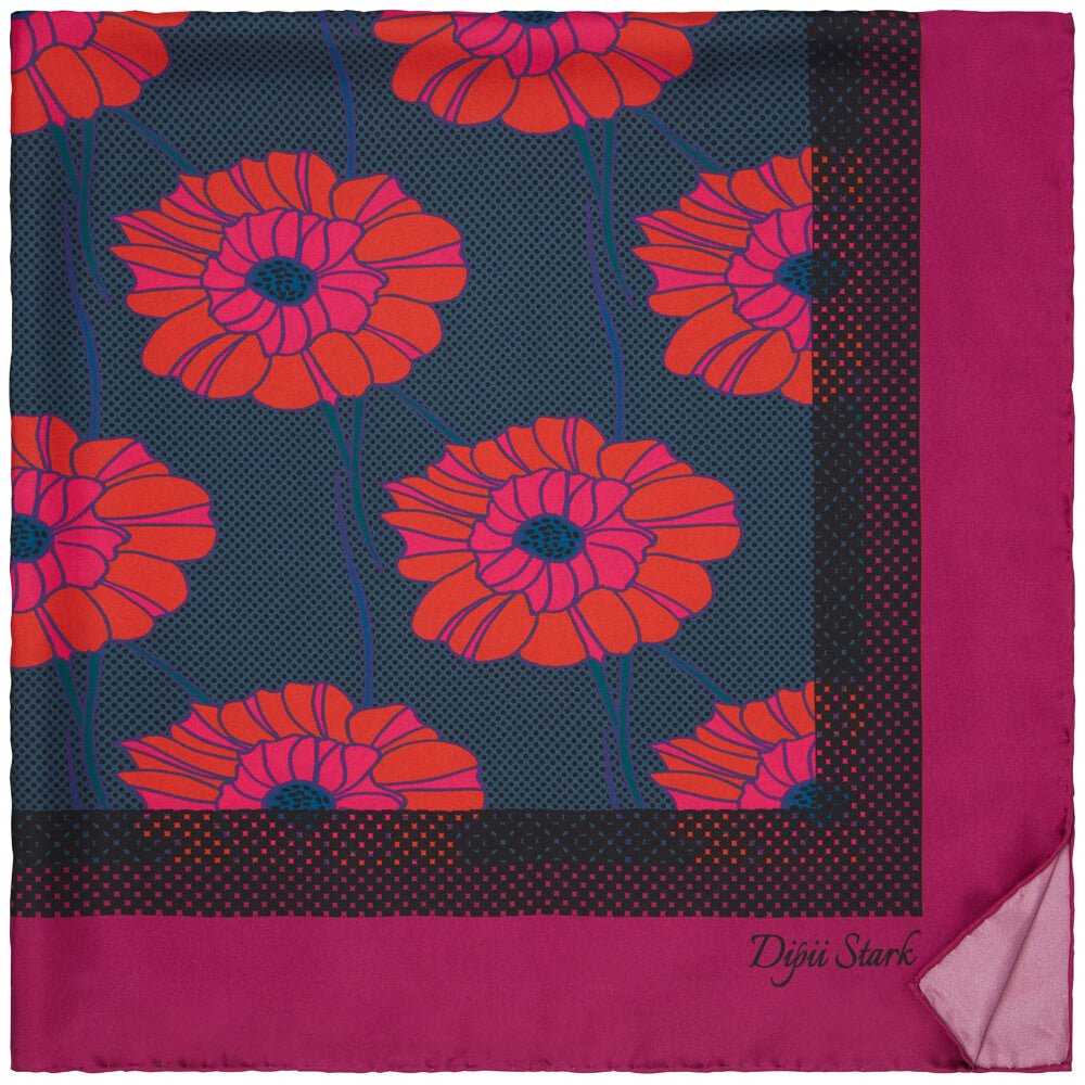 Square Silk Scarf - Dahlia In Sun