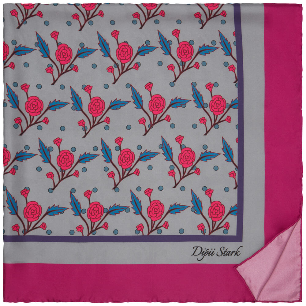 Square Silk Scarf - English Rose